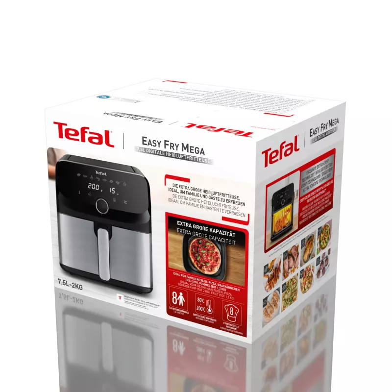 Tefal Easy Fry Mega EY855D10 fritüür Single 7,5 L Eraldiseisev 2020 W kuumaõhufritüür Must, roostevaba teras