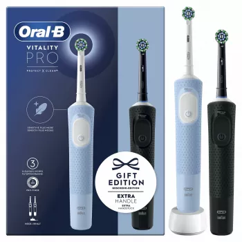 Oral-B Vitality Pro Duo Täiskasvanutele mõeldud pöörlev-õõtsuv hambahari Must, Sinine, Valge