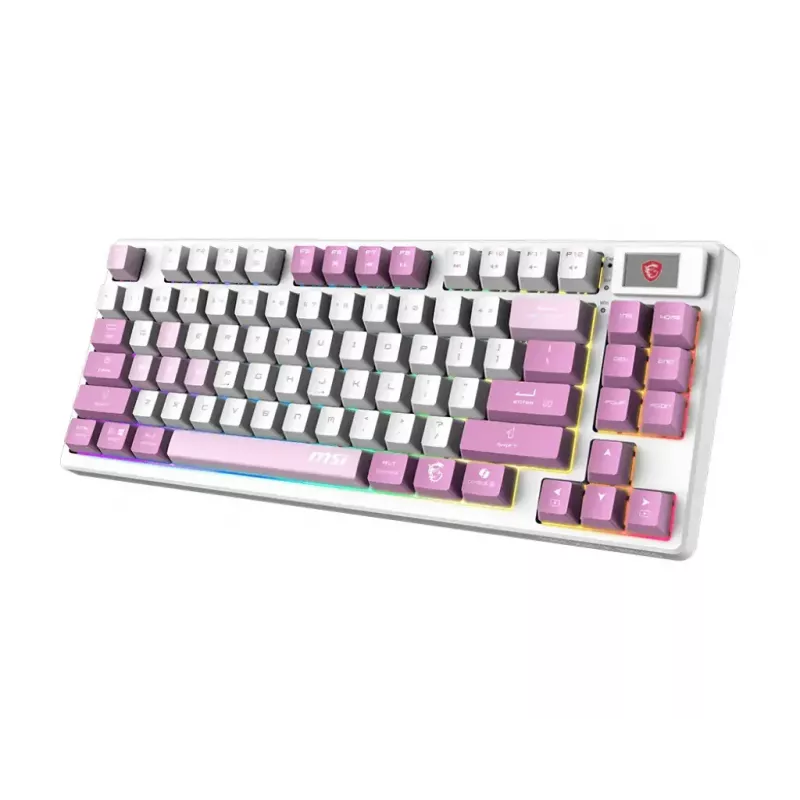 MSI FORGE GK600 TKL WIRELESS VIOLET klaviatuur mängimiseks USB + Bluetooth QWERTY UK English Pink, Violet, Valge