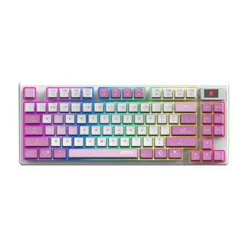 MSI FORGE GK600 TKL WIRELESS VIOLET klaviatuur mängimiseks USB + Bluetooth QWERTY UK English Pink, Violet, Valge