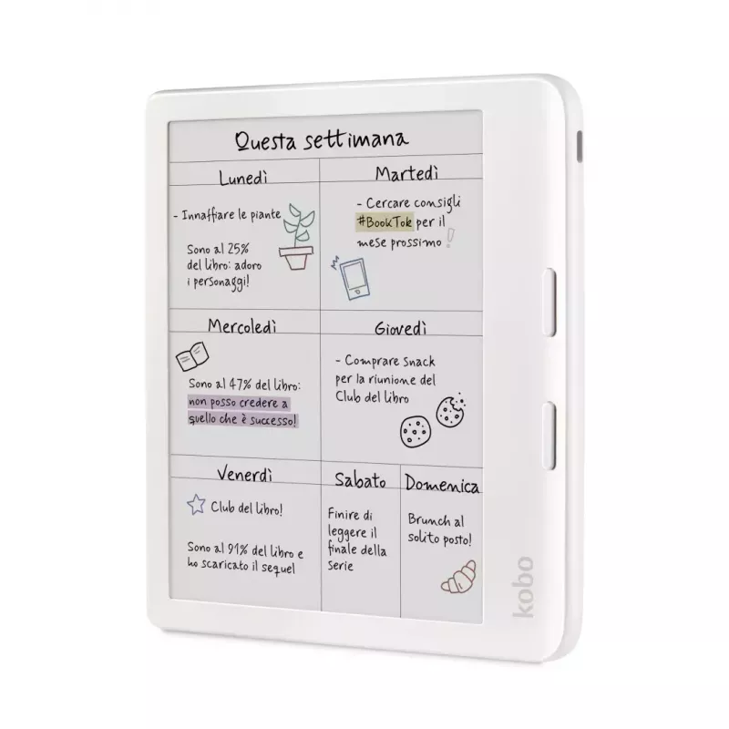 E-raamatulugeja Kobo Libra Colour 7-tolline E Ink Kaleido, 32 GB, Wi‑Fi, Bluetooth, veekindel, valge