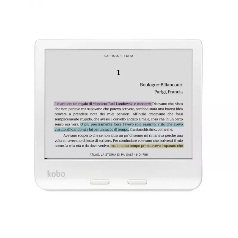 E-raamatulugeja Kobo Libra Colour 7-tolline E Ink Kaleido, 32 GB, Wi‑Fi, Bluetooth, veekindel, valge