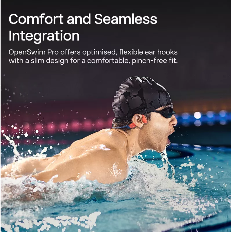 Peakomplekt Shokz OpenSwim Pro — avatud kõrvaga luuülekande juhtmevaba peakomplekt, IP68 veekindel, Bluetooth 5.4, 32 GB, 9 h taasesitus, hall