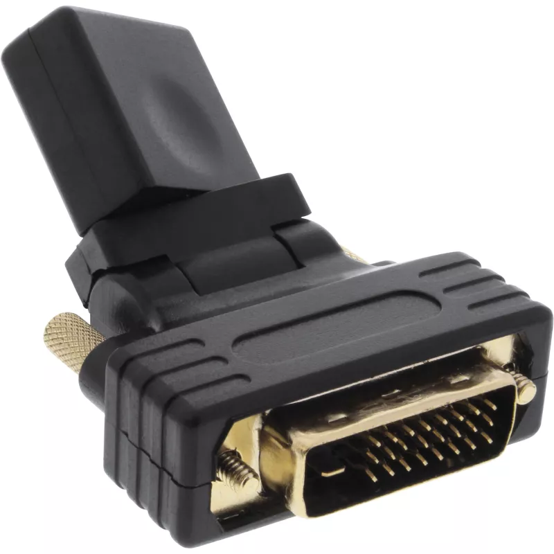 InLine HDMI-DVI-adapter, HDMI emane / DVI isane, painduv, kullatud, 4K2K