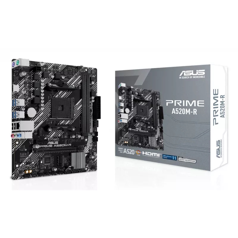 Emaplaat ASUS PRIME A520M-R, AMD A520, pesa AM4, micro ATX