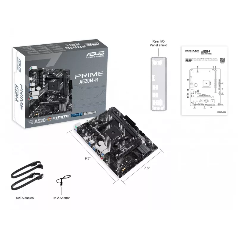 Emaplaat ASUS PRIME A520M-R, AMD A520, pesa AM4, micro ATX