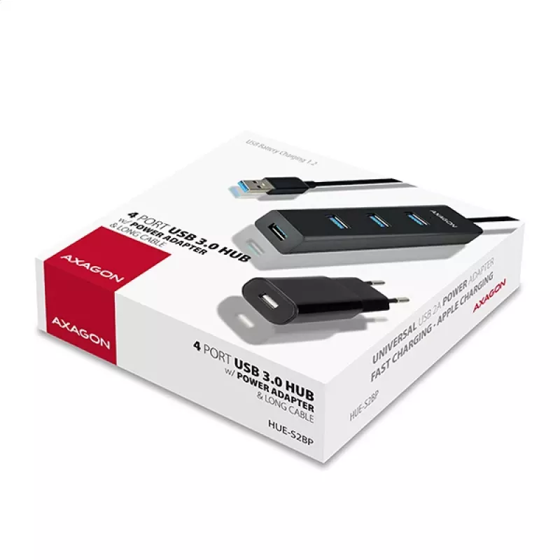 Axagon HUE-S2BP 4x USB 3.0 laadimisjaotur 1,2 m kaabli ja vahelduvvooluadapteriga
