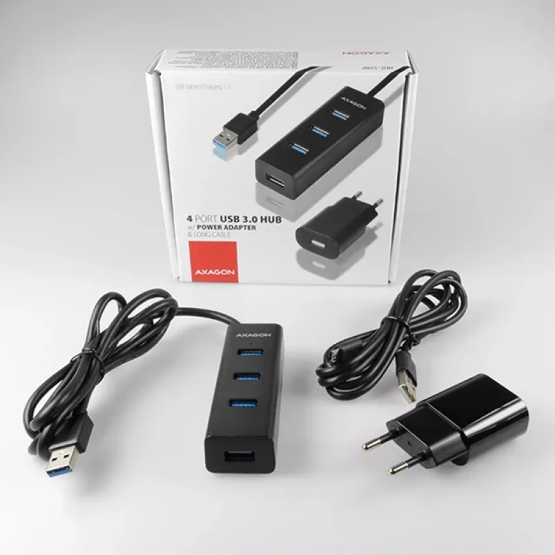 Axagon HUE-S2BP 4x USB 3.0 laadimisjaotur 1,2 m kaabli ja vahelduvvooluadapteriga