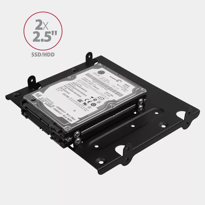Axagon RHD-435 raam 4x 2,5-tollise või 2x 2,5-tollise HDD/SSD ja 1x 3,5-tollise HDD paigaldamiseks 5,25-tollisesse sahtlisse, metallist