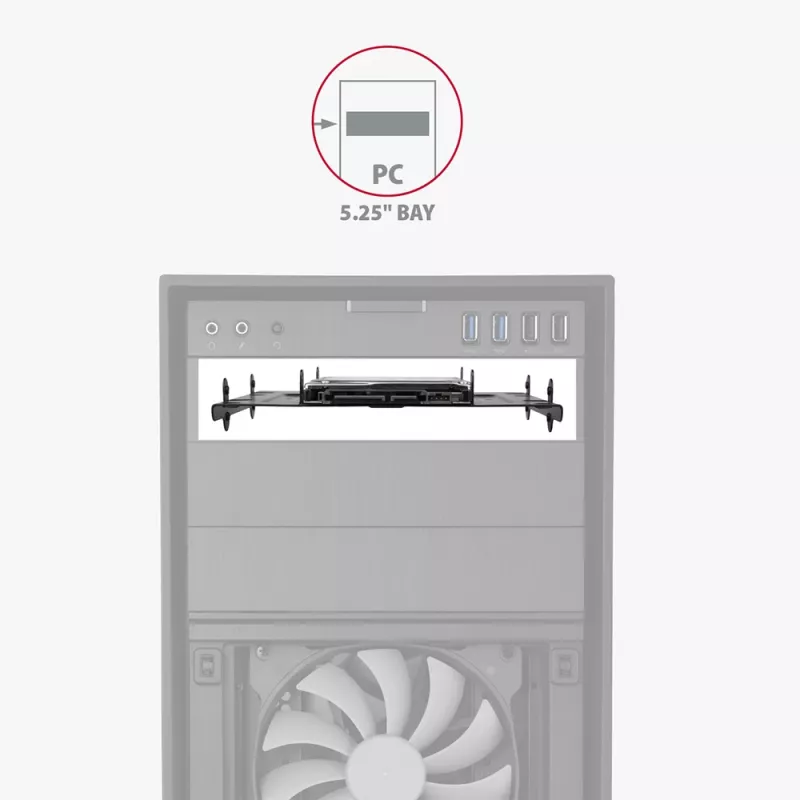 Axagon RHD-435 raam 4x 2,5-tollise või 2x 2,5-tollise HDD/SSD ja 1x 3,5-tollise HDD paigaldamiseks 5,25-tollisesse sahtlisse, metallist