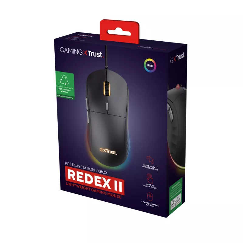 Trust GXT 925 REDEX II hiir Mängimine Paremakäeline USB Type-A Laser 10000 DPI