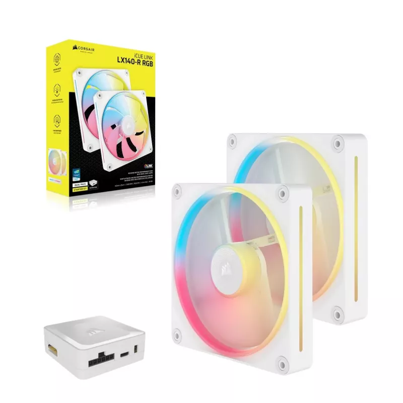 CORSAIR iCUE LINK LX140-R RGB 140mm PWM vastupöörlevate ventilaatorite stardikomplekt - valge