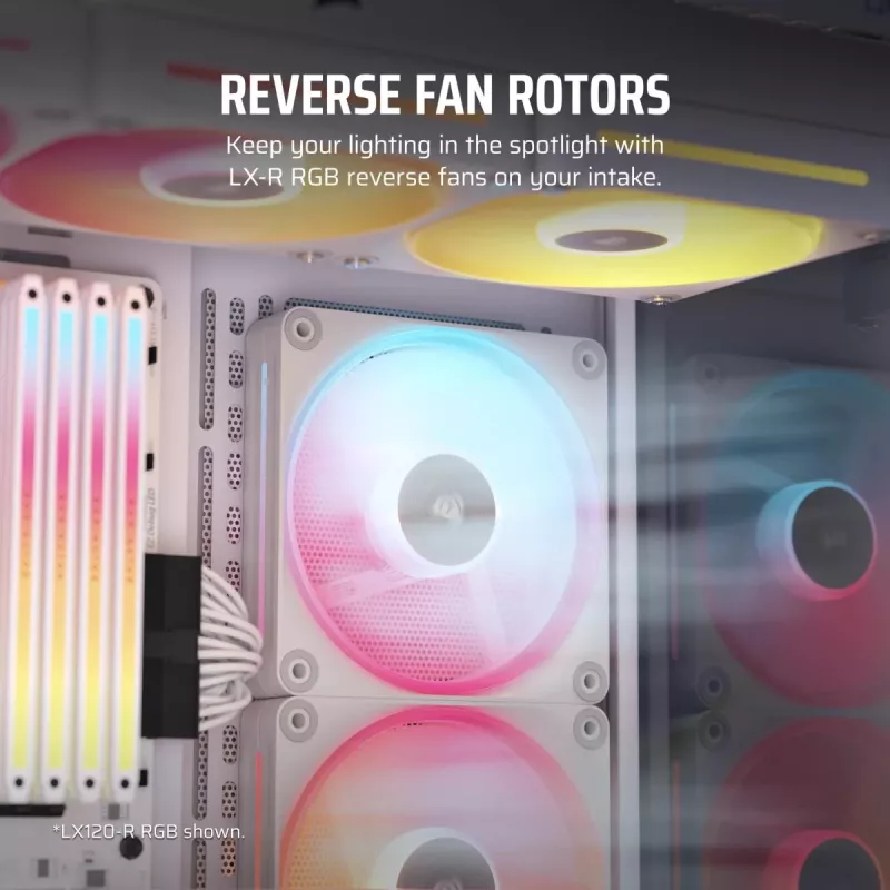 CORSAIR iCUE LINK LX140-R RGB 140mm PWM vastupöörlevate ventilaatorite stardikomplekt - valge