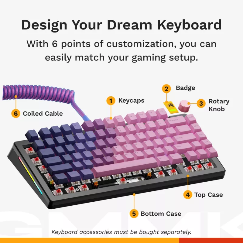 Mehaaniline klaviatuur GLORIOUS GMMK 3 PRO 75% Barebones juhtmega USB, RGB, must, 2 m kaabel