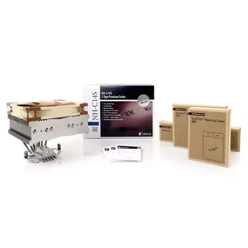 CPU õhujahuti Noctua NH-C14S, 140 mm ventilaator, 12 V, kuni 1500 p/min, 163 mm sügavus, 115 mm kõrgus, vasest soojustorud, 820 g