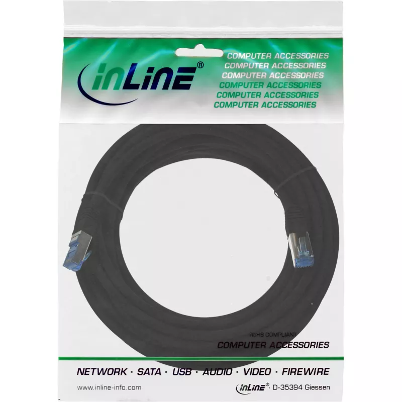 InLine patch-kaabel S/FTP PiMF Cat.6A halogeenivaba 500 MHz must 5 m