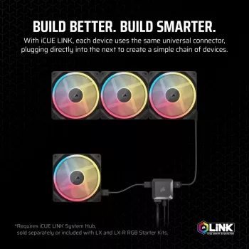 Ventilaator Corsair iCUE LINK LX140-R RGB 14 cm Must 2000 RPM 3,55 mmH2O