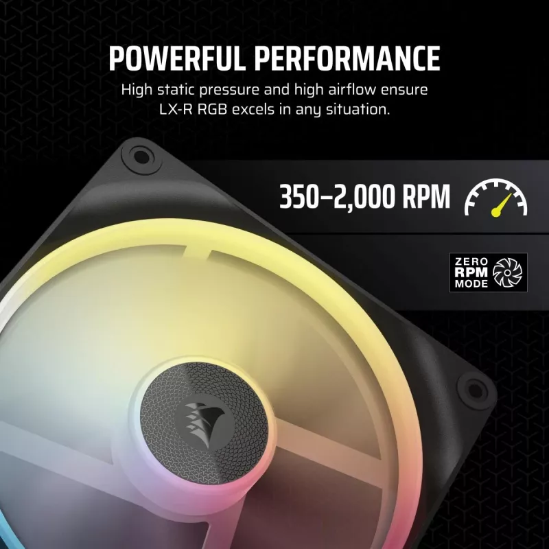 Ventilaator Corsair iCUE LINK LX140-R RGB 14 cm Must 2000 RPM 3,55 mmH2O