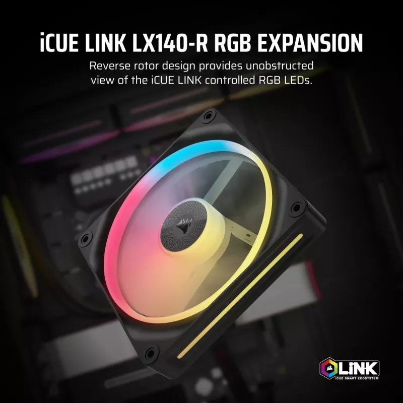 Ventilaator Corsair iCUE LINK LX140-R RGB 14 cm Must 2000 RPM 3,55 mmH2O