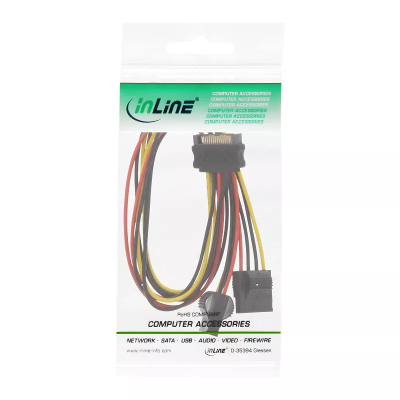 InLine SATA toite Y-kaabel 1 IN kaks OUT, 0,03 m