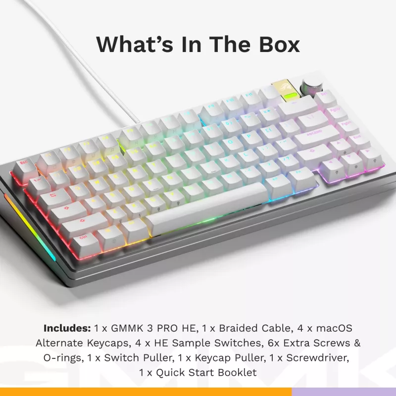 Mehaaniline mänguklaviatuur GLORIOUS GMMK 3 PRO HE 75% eelehitatud juhtmega USB QWERTY hõbedane