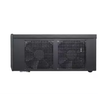 PC-korpus SILVERSTONE Grandia GD05 HTPC Must — Mini‑ITX/DTX/Micro‑ATX, 2×3,5 tolli + 2×2,5 tolli, 1×5,25 tolli, 3×120 mm küljeventilaatorid, USB 3.0