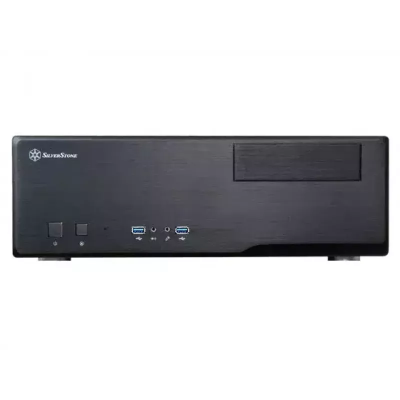 PC-korpus SILVERSTONE Grandia GD05 HTPC Must — Mini‑ITX/DTX/Micro‑ATX, 2×3,5 tolli + 2×2,5 tolli, 1×5,25 tolli, 3×120 mm küljeventilaatorid, USB 3.0