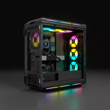 CORSAIR Mid-tower ATX arvutikorpus - iCUE 5000T - RGB karastatud klaas - must