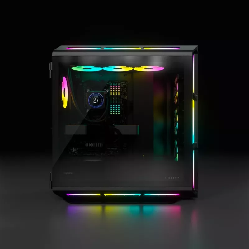 CORSAIR Mid-tower ATX arvutikorpus - iCUE 5000T - RGB karastatud klaas - must
