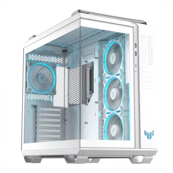 PC Case ASUS TUF GAMING GT502 Horizon TG ARGB Valge — Midi Tower, ATX, karastatud klaas, 4×3,5 tolli sahtlit, max GPU 400 mm