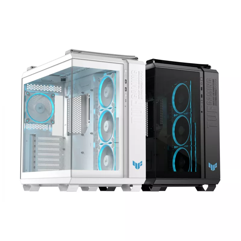 PC Case ASUS TUF GAMING GT502 Horizon TG ARGB Valge — Midi Tower, ATX, karastatud klaas, 4×3,5 tolli sahtlit, max GPU 400 mm