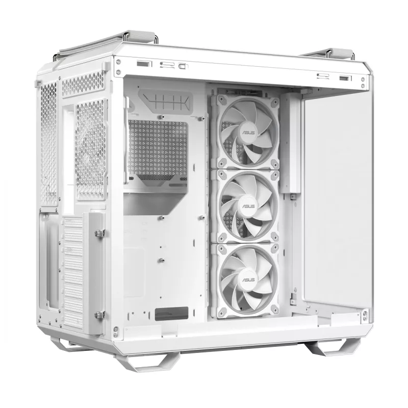 PC Case ASUS TUF GAMING GT502 Horizon TG ARGB Valge — Midi Tower, ATX, karastatud klaas, 4×3,5 tolli sahtlit, max GPU 400 mm