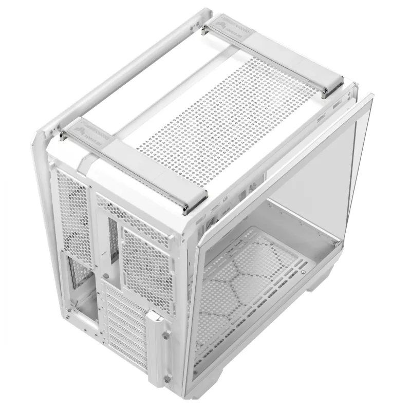 PC Case ASUS TUF GAMING GT502 Horizon TG ARGB Valge — Midi Tower, ATX, karastatud klaas, 4×3,5 tolli sahtlit, max GPU 400 mm