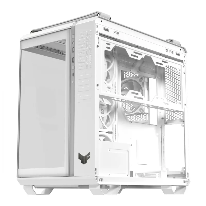 PC Case ASUS TUF GAMING GT502 Horizon TG ARGB Valge — Midi Tower, ATX, karastatud klaas, 4×3,5 tolli sahtlit, max GPU 400 mm