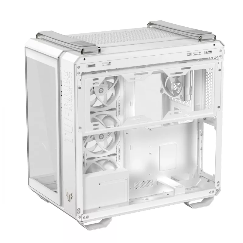 PC Case ASUS TUF GAMING GT502 Horizon TG ARGB Valge — Midi Tower, ATX, karastatud klaas, 4×3,5 tolli sahtlit, max GPU 400 mm
