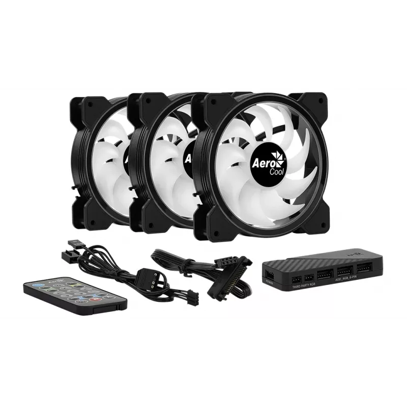 Aerocool Saturn 12F Pro ARGB korpuse ventilaatorid, 3 tk komplekt koos kontrolleriga, 120 mm