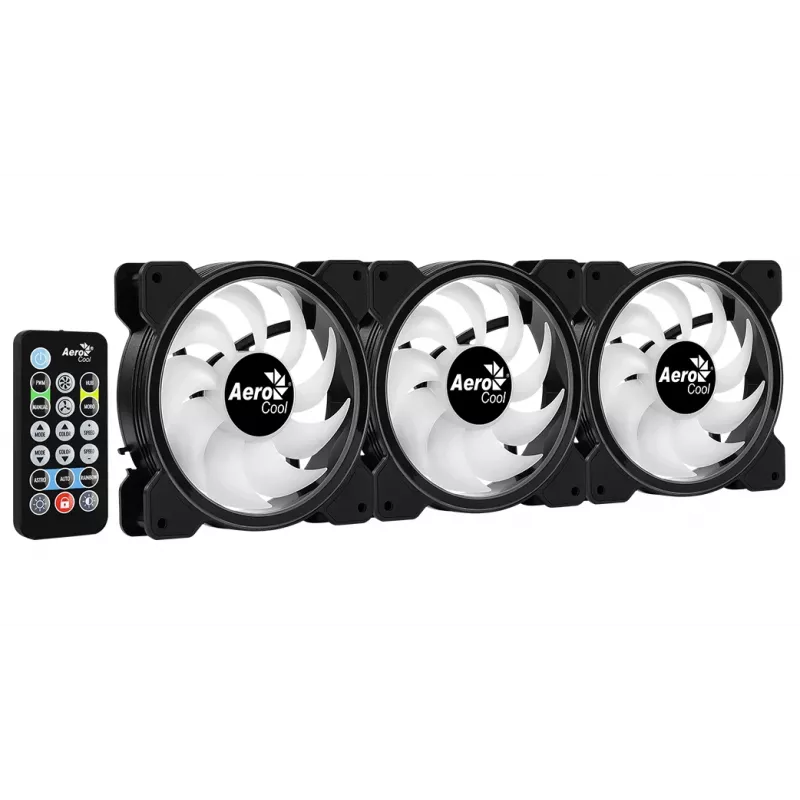 Aerocool Saturn 12F Pro ARGB korpuse ventilaatorid, 3 tk komplekt koos kontrolleriga, 120 mm