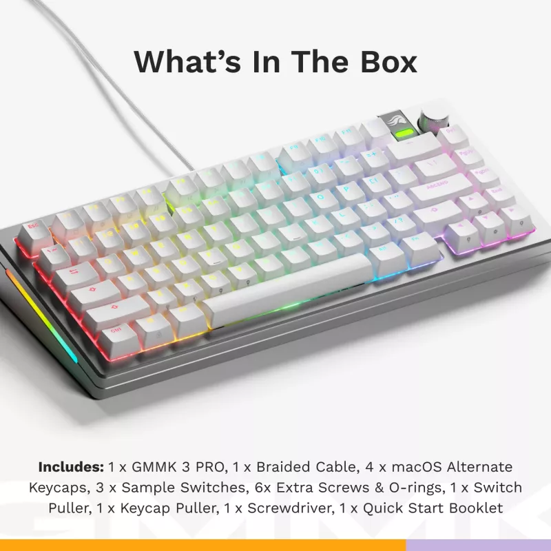Mehaaniline mängurklaviatuur GLORIOUS GMMK 3 PRO 75% Juhtmega USB QWERTY RGB Hõbedane (US)