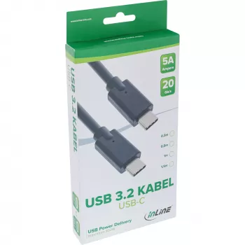USB 3.2 Gen.2x2 kaabel InLine 35701A 1m USB-C isane/isane must