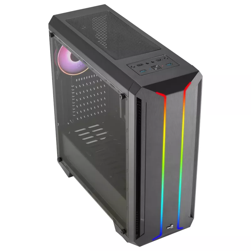 Aerocool SKYLINEV2BK PC ATX Case Dual Front Panel LED ARGB Fan ARGB 12cm Must