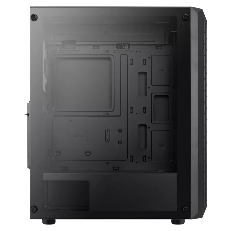 Aerocool BEAMBKV2 Gaming ATX Case 4 Fans 12cm FRGB Must, PC, Must, ATX, micro ATX, Mini-ITX, Mängimine, Sinine, Roheline, Punane, Esipaneel, Külg