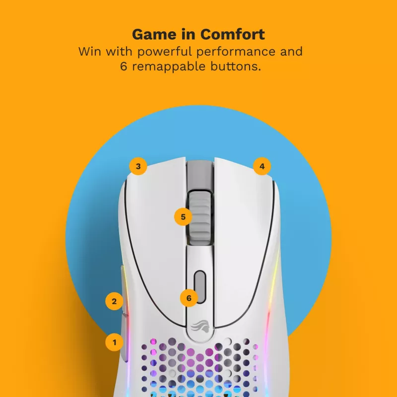Glorious Gaming Glorious Model D 2 Wireless - Matt valge, Paremakäeline, RF-juhtmevaba, 19000 DPI, Valge