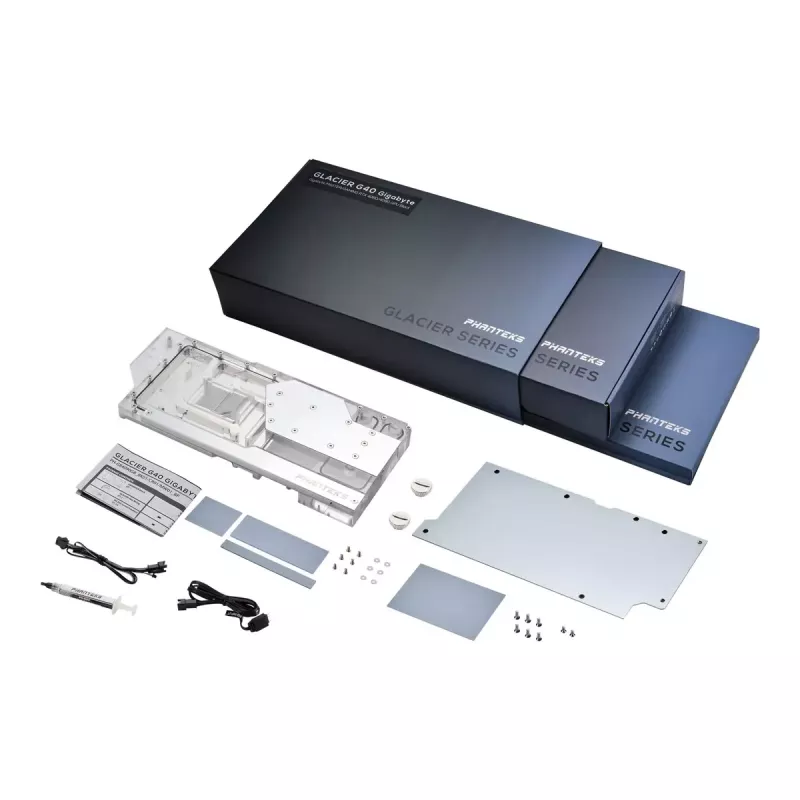 Water block + Backplate Phanteks Glacier G40 Akrüül Vask Hall Läbipaistev