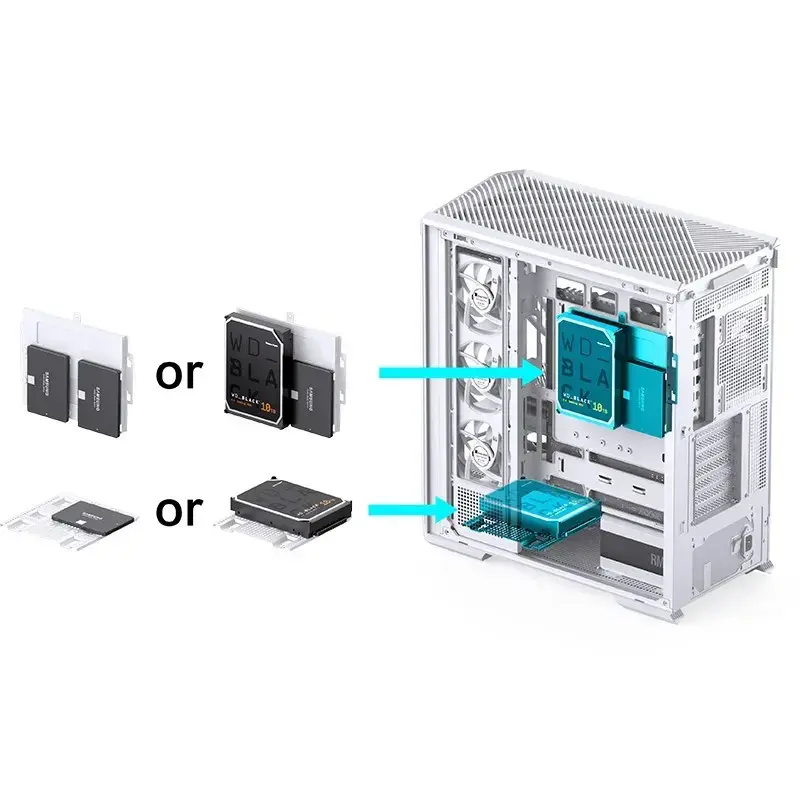 Arvutikorpus Jonsbo D400 Midi Tower ATX karastatud klaas - valge