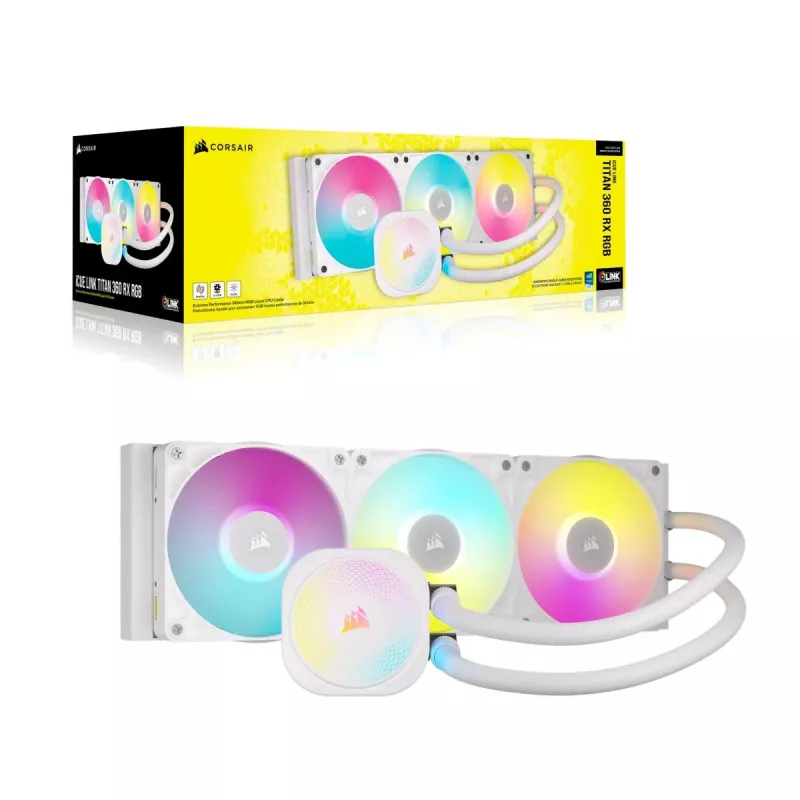 CORSAIR protsessori jahuti - Icue Link Titan 360 Rx RGB Aio vedelikjahuti - valge