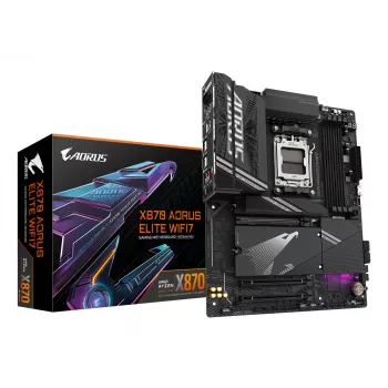 GIGABYTE X870 AORUS ELITE WIFI7 emaplaat - toetab AMD Ryzen 9000 protsessoreid, 16+2+2 faasi VRM, kuni 8000MHz DDR5 (OC), 3xPCIe 5.0 + 1xPCIe 4.0, Wi-Fi 7, 2.5GbE LAN, USB 4