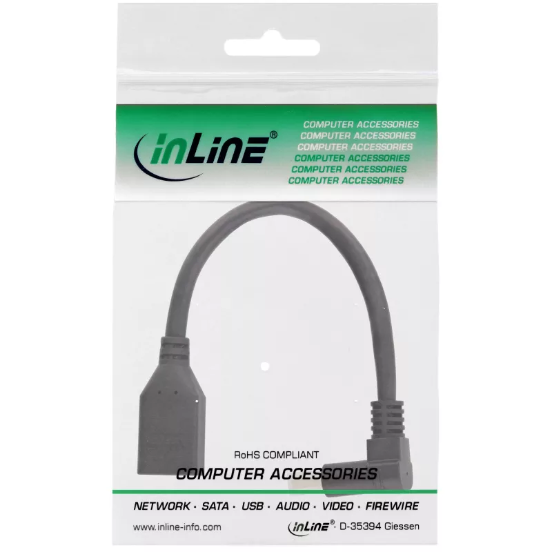 InLine DisplayPort 1.4 adapterkaabel I/E, 8K4K, allanurgas, must/kuldne
