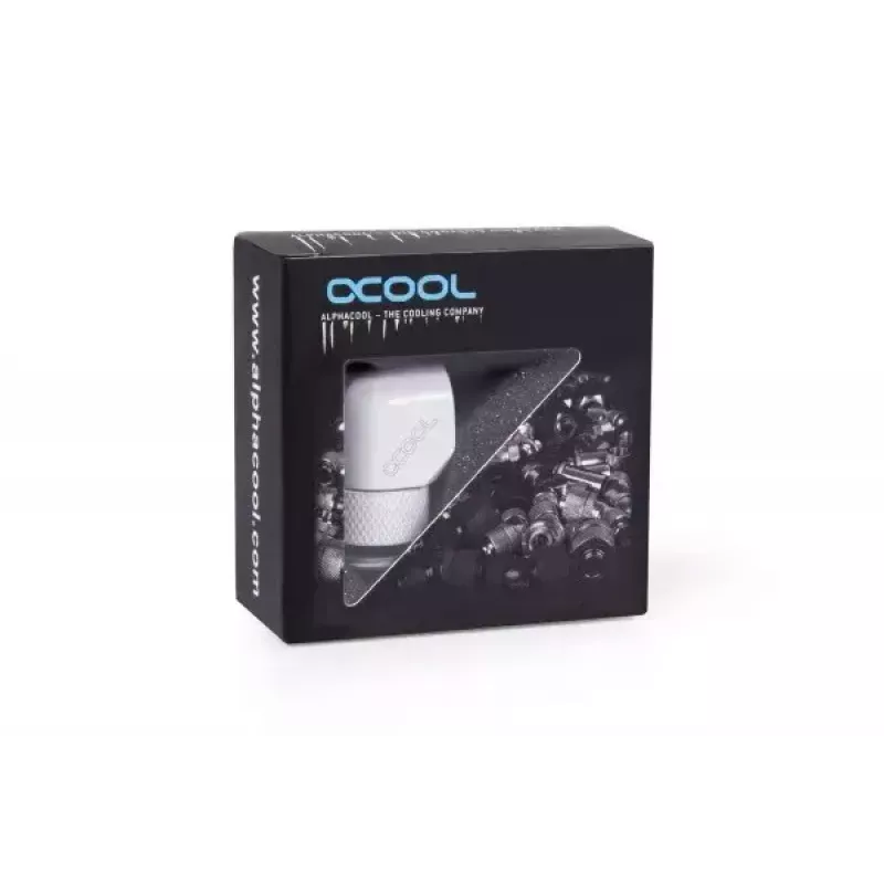 Kinnituskomplekt Alphacool Eiszapfen L-pistik pöörlev G1/4 väliskeere G1/4 sisekeermele valge