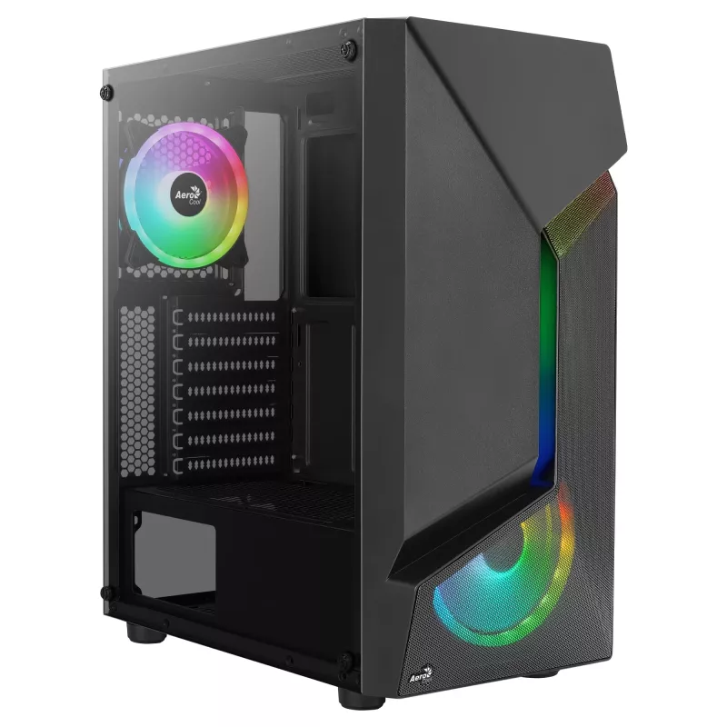 Aerocool SCAPEBKV3 Gaming ATX Case Front RGB LED Tempered Glass 3x ARGB Fans Must