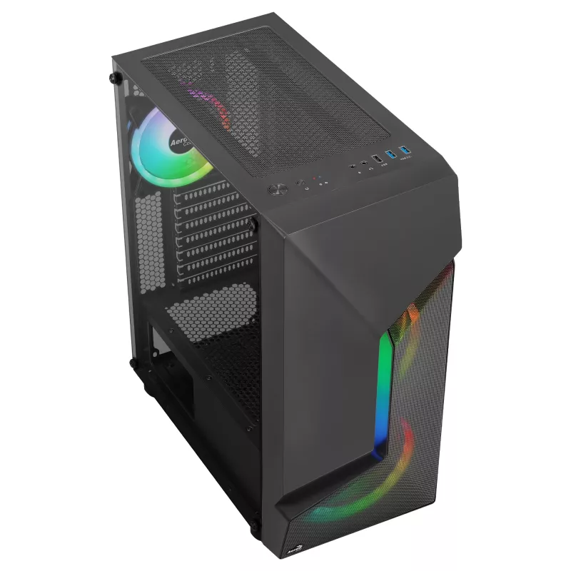 Aerocool SCAPEBKV3 Gaming ATX Case Front RGB LED Tempered Glass 3x ARGB Fans Must